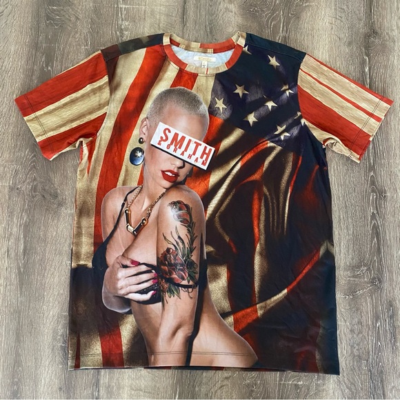 Smith & Graham Badass Bikini Tattooed Girl with American Flag Luxury Tee - Picture 1 of 13